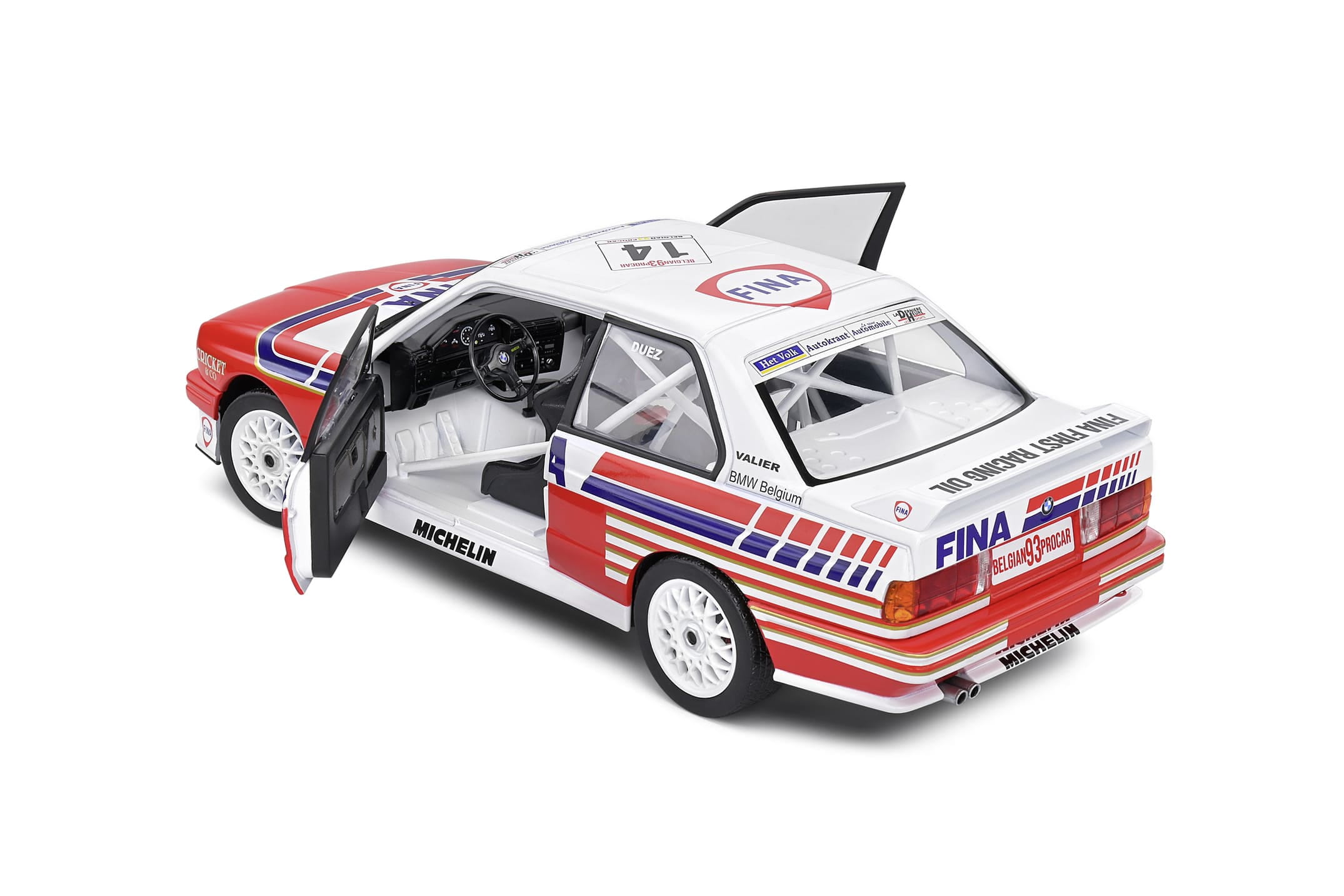 Solido 1_18 BMW E30 M3 #14 Belgium Procar 1993 Weiss Modellauto Detailgetreue Nachbildung