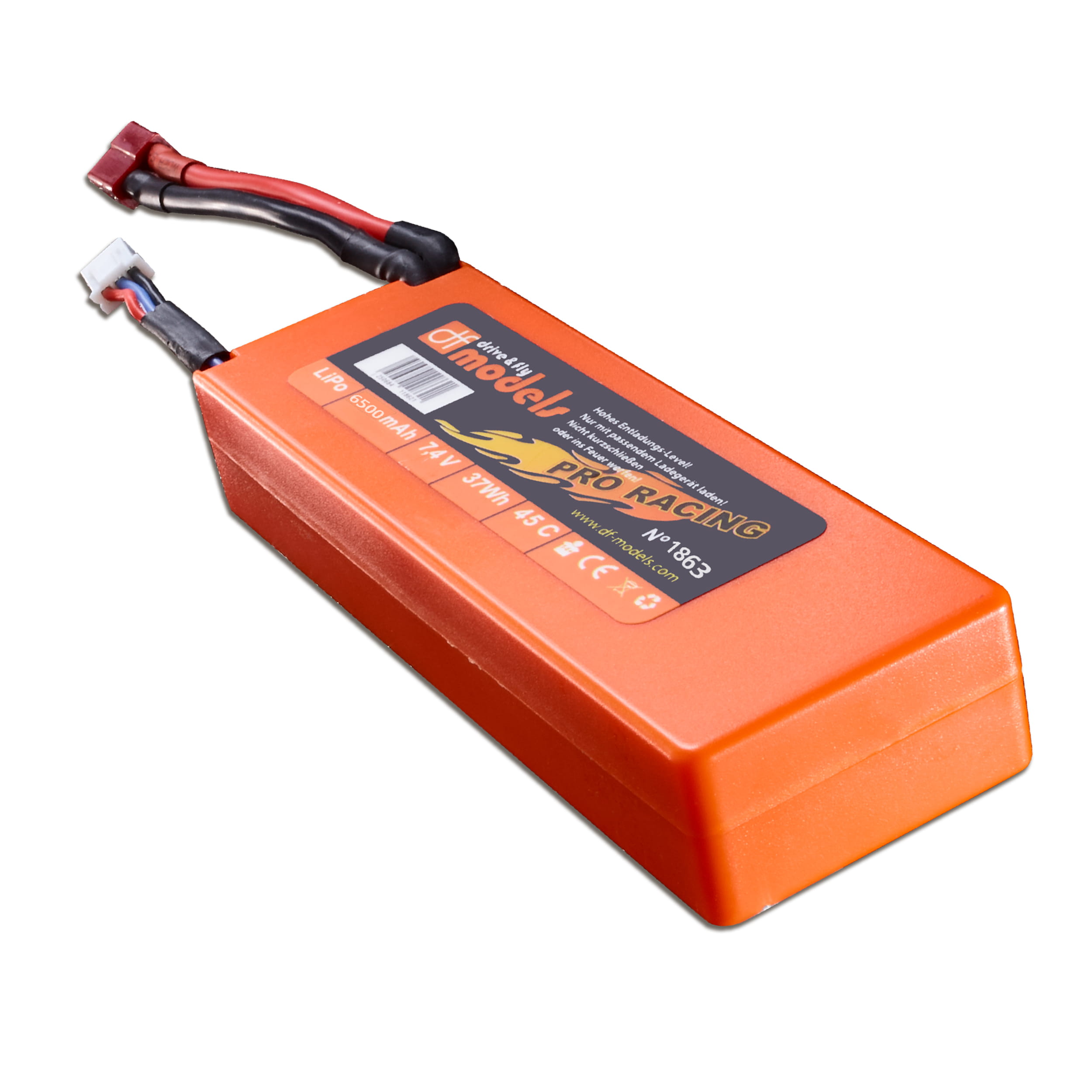 DF Models Pro Racing LiPo Akku 6500 mAh 45C 7_4V 2S fuer RC Cars