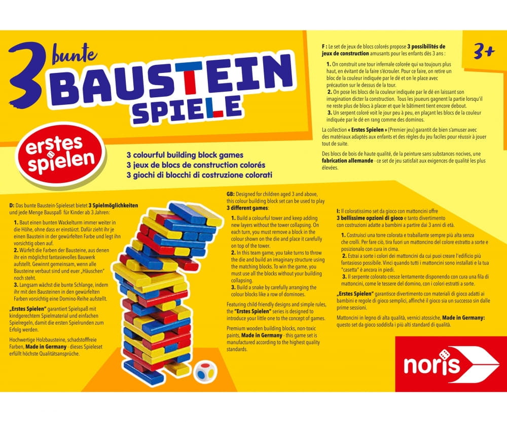 Noris 3 bunte Bausteinspiele