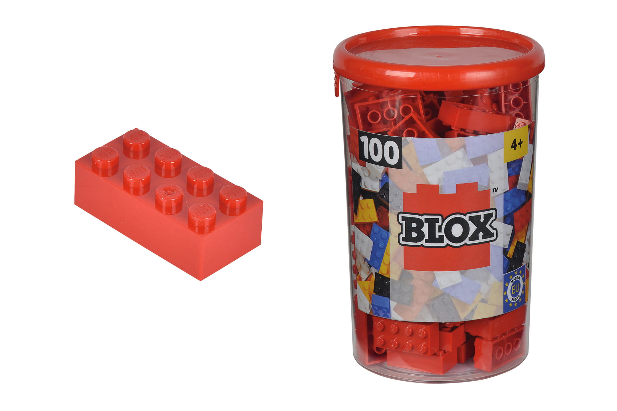 Simba Toys Bausteine Blox 100 rote 8er Steine in Dose