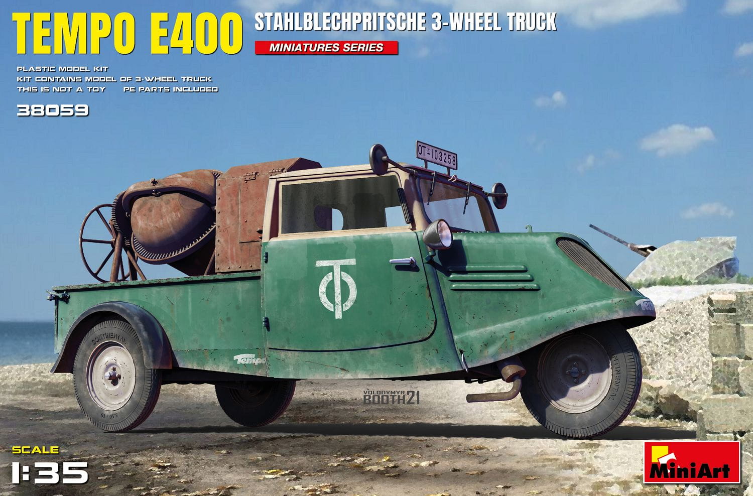 MiniArt 1:35 Tempo E400 Stahlblechpritsche 3-Rad Plastik Modellbau