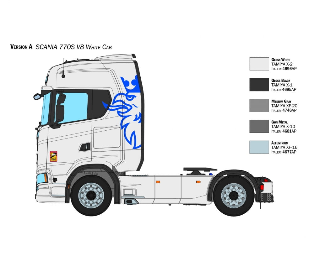 Italeri 1:24 Scania 770 S V8 "White C Plastik Modellbausatz