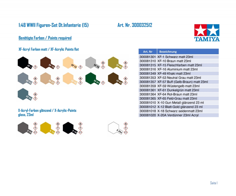 Tamiya WWII Figuren Set Deutsche Infanterie _15_ 1_48 Plastik Modellbau Militaer Bausatz - RC-Zubehoer