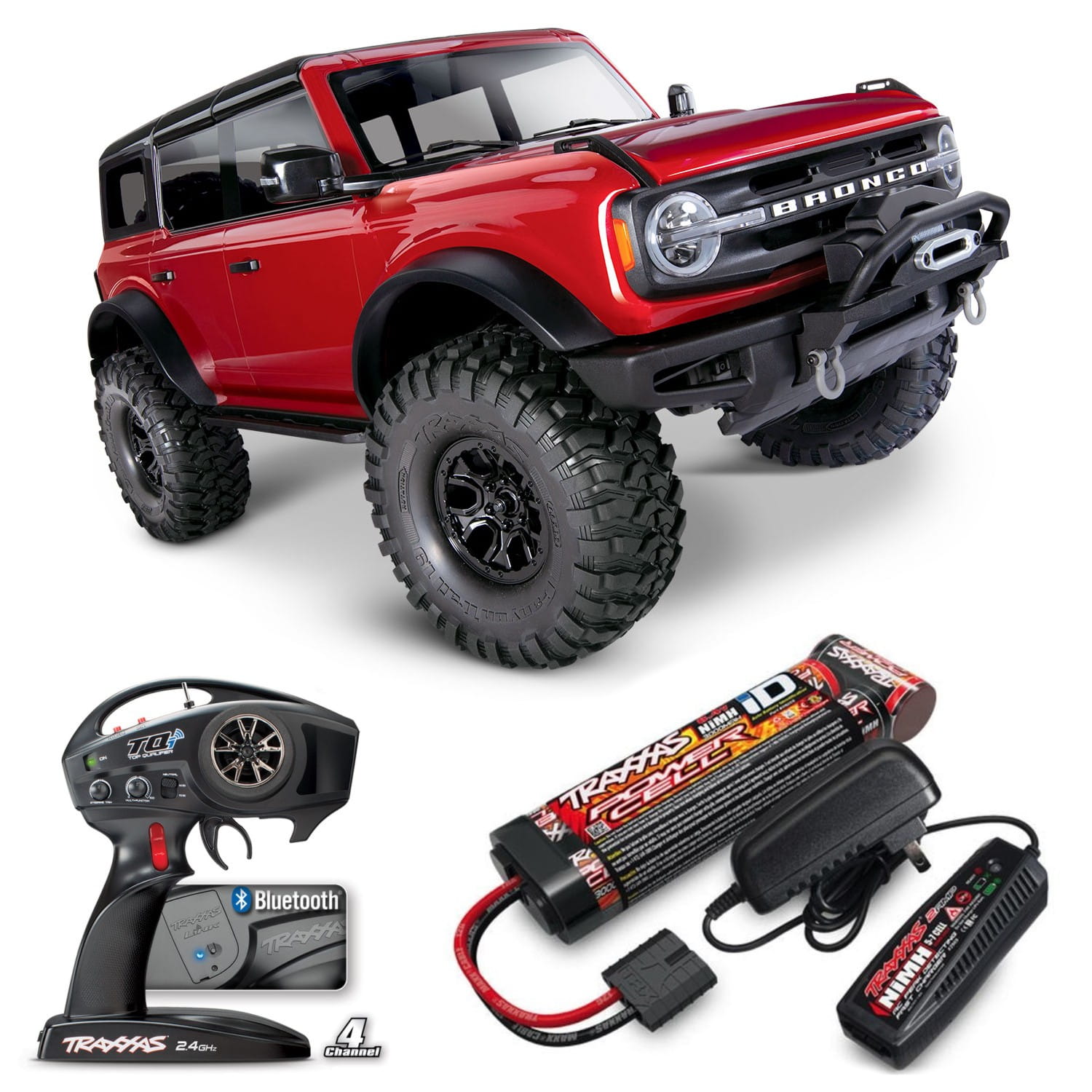 Traxxas RC Crawler TRX-4 Ford Bronco 2021 RTR Rot + Akku, Lader Komplett Set