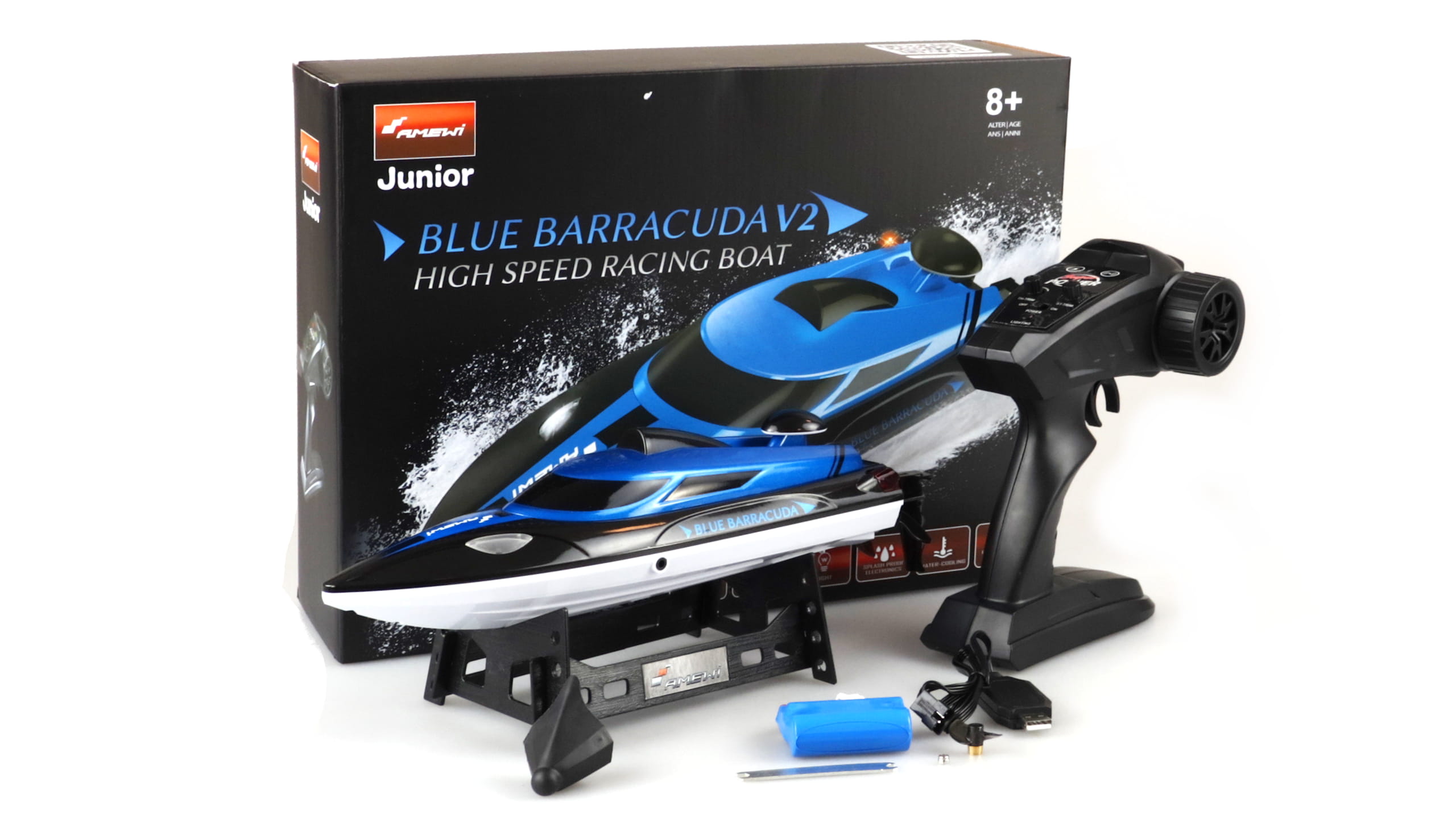 Amewi Blue Barracuda V3 RC Rennboot RTR 2_4GHz bis 25 km_h