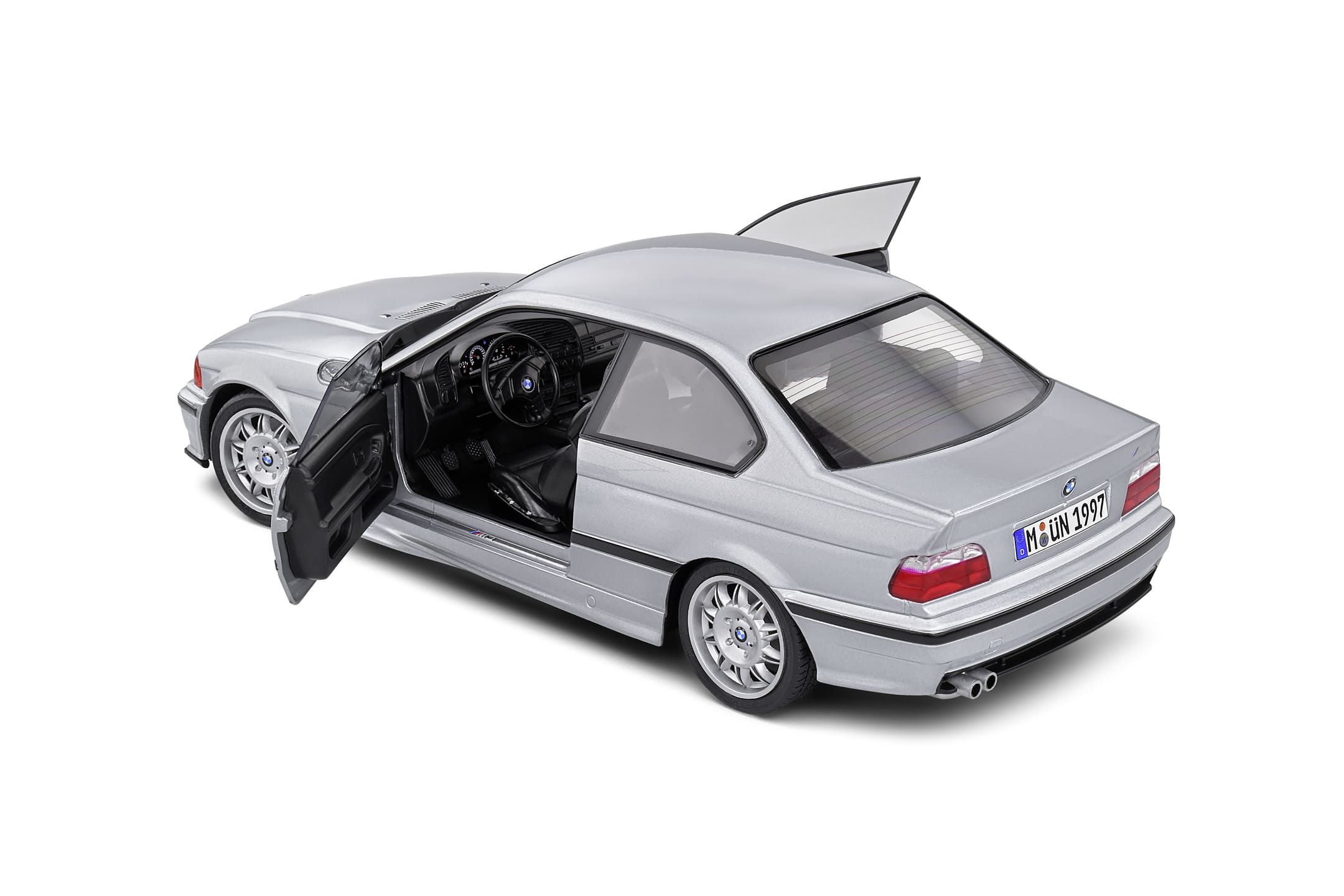 Solido Modellauto 1_18 BMW E36 M3 Coupe Artic Silver 1990 - Detailgetreues Sammlermodell