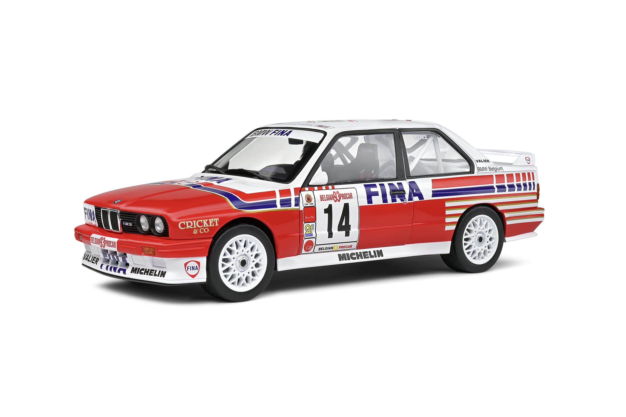 Solido 1_18 BMW E30 M3 #14 Belgium Procar 1993 Weiss Modellauto Detailgetreue Nachbildung