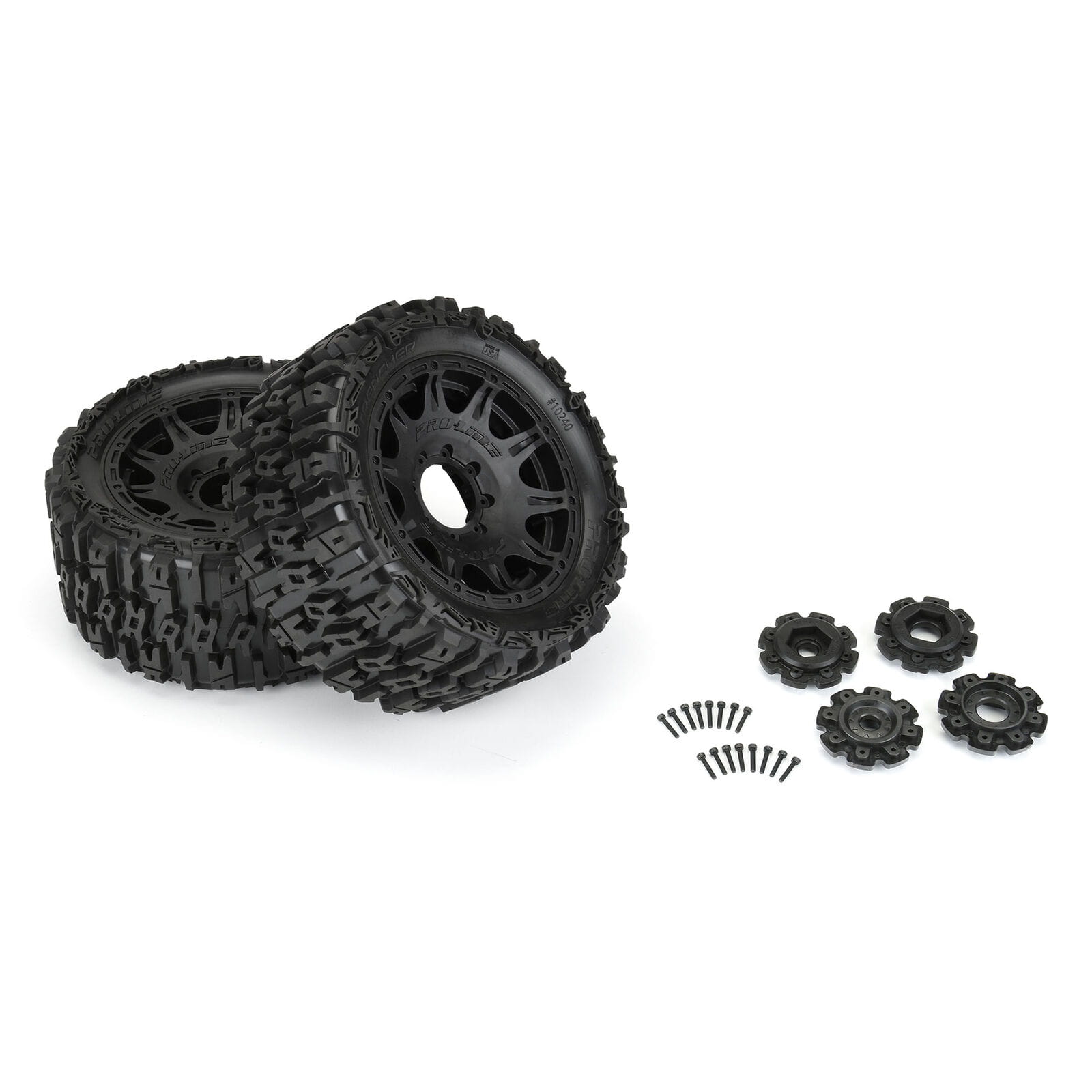 Proline 1_6 Trencher F_R 5.7” Reifen Mounted 24mm Black Raid 8x48 Hex _2_ - RC-Zubehoer