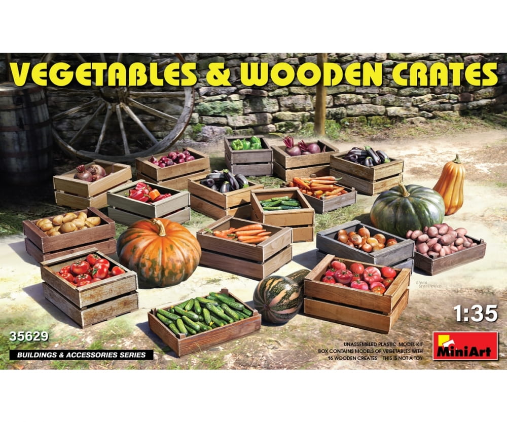 MiniArt 1:35 Holzkisten mit Gemüse (16) Plastik Modellbau