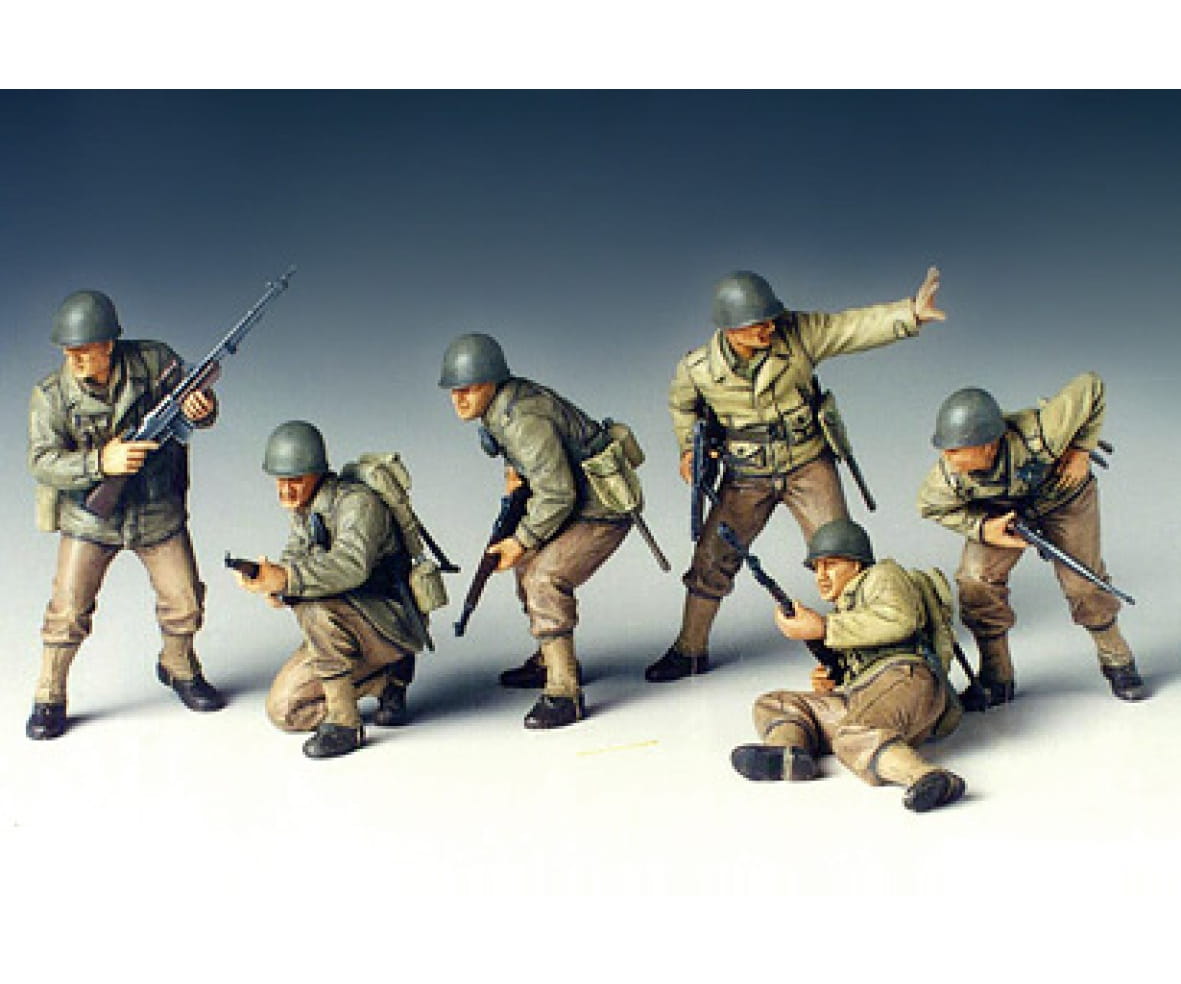 Tamiya WWII Figuren Set US Infantrie Angriff 1:35 Plastik Modellbau Militär Bausatz