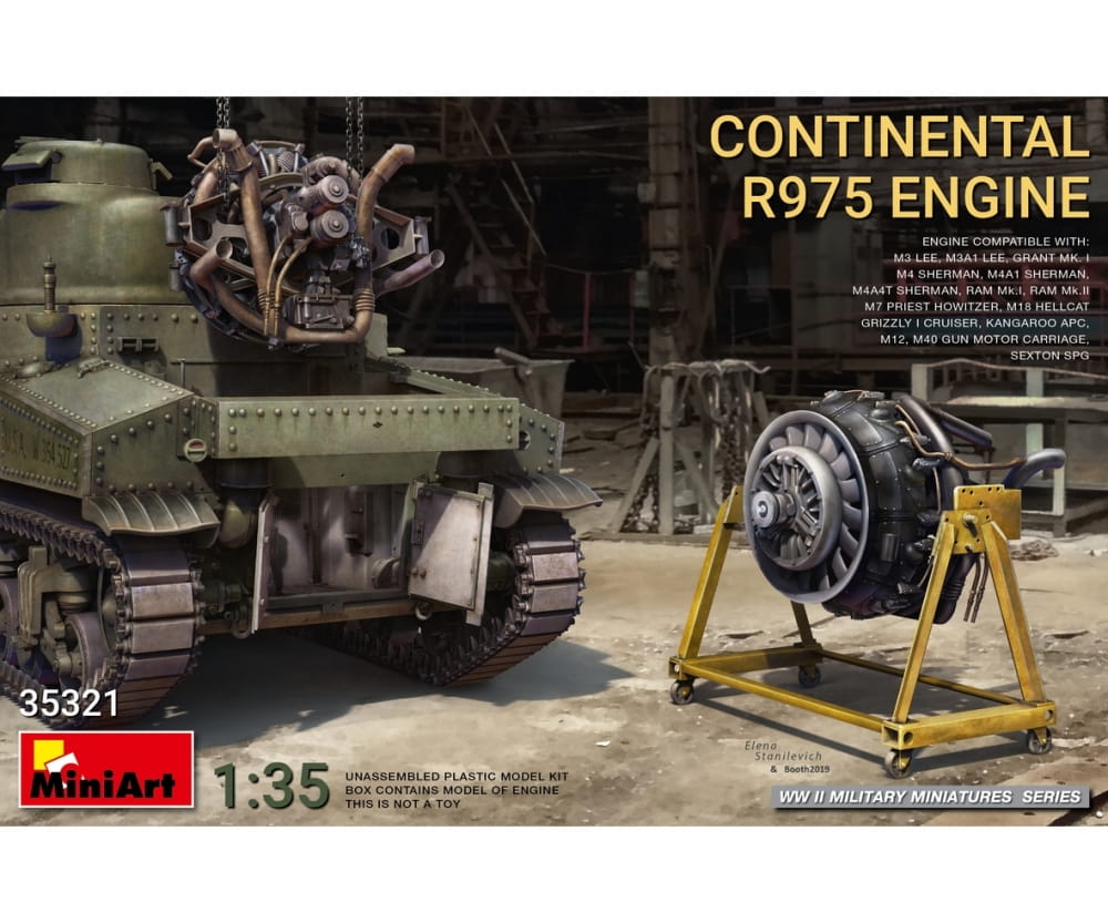 Plastikmodellbau von Miniart 1-35 us continental r975 sternmotor