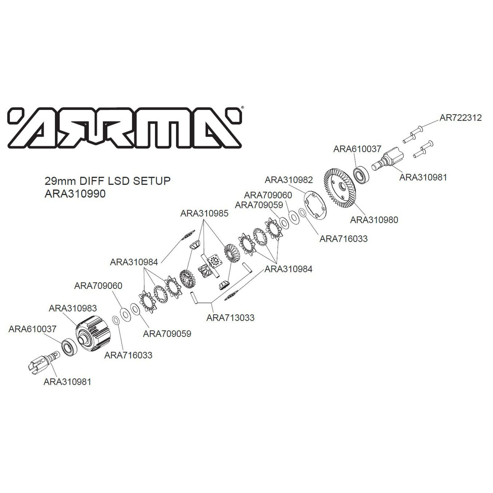 Arrma Active F_R Diff Set GP4 5mm 10k - RC-Zubehoer