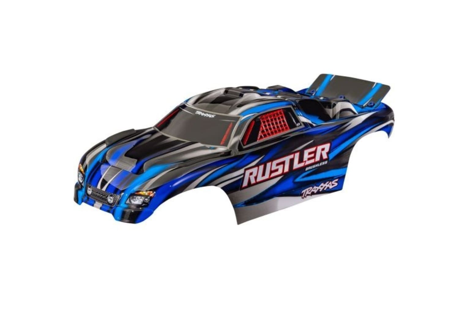 Traxxas Karosserie Rustler blau clipless mit Aufkleber - RC-Zubehoer