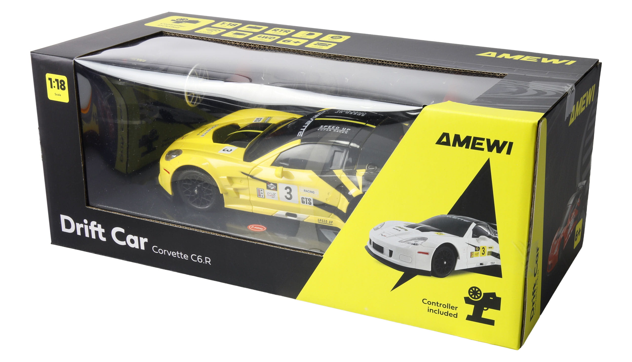 Amewi Corvette C6_R Drift Car 1_18 RTR gelb RC Fahrzeug - Art_-Nr. 21123