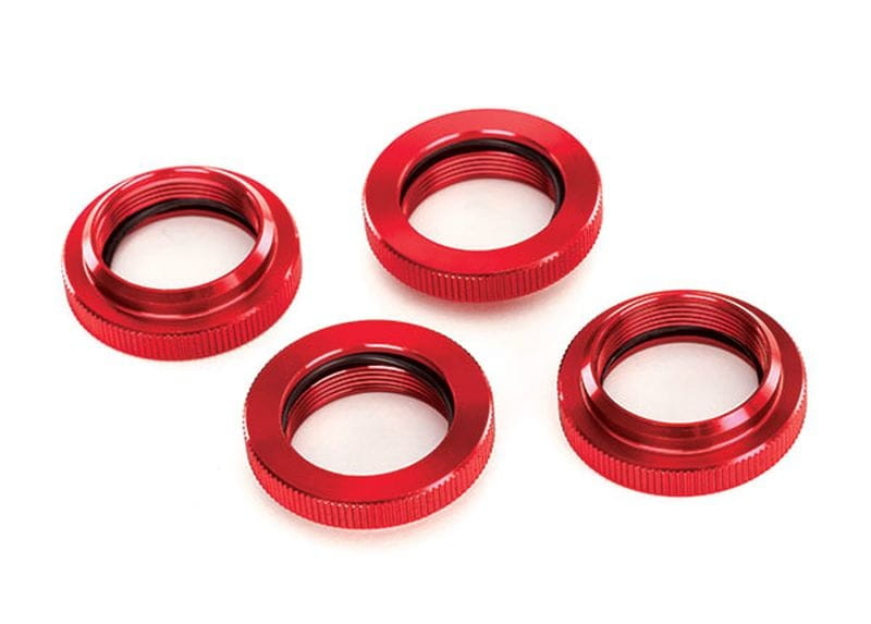Traxxas Federhalter (Einsteller), rot-eloxiert Alu, GTX Dämpfer (4)