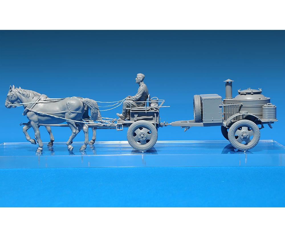 Plastikmodellbau von Miniart 1-35 feldkueche kp 42 pferdegespann