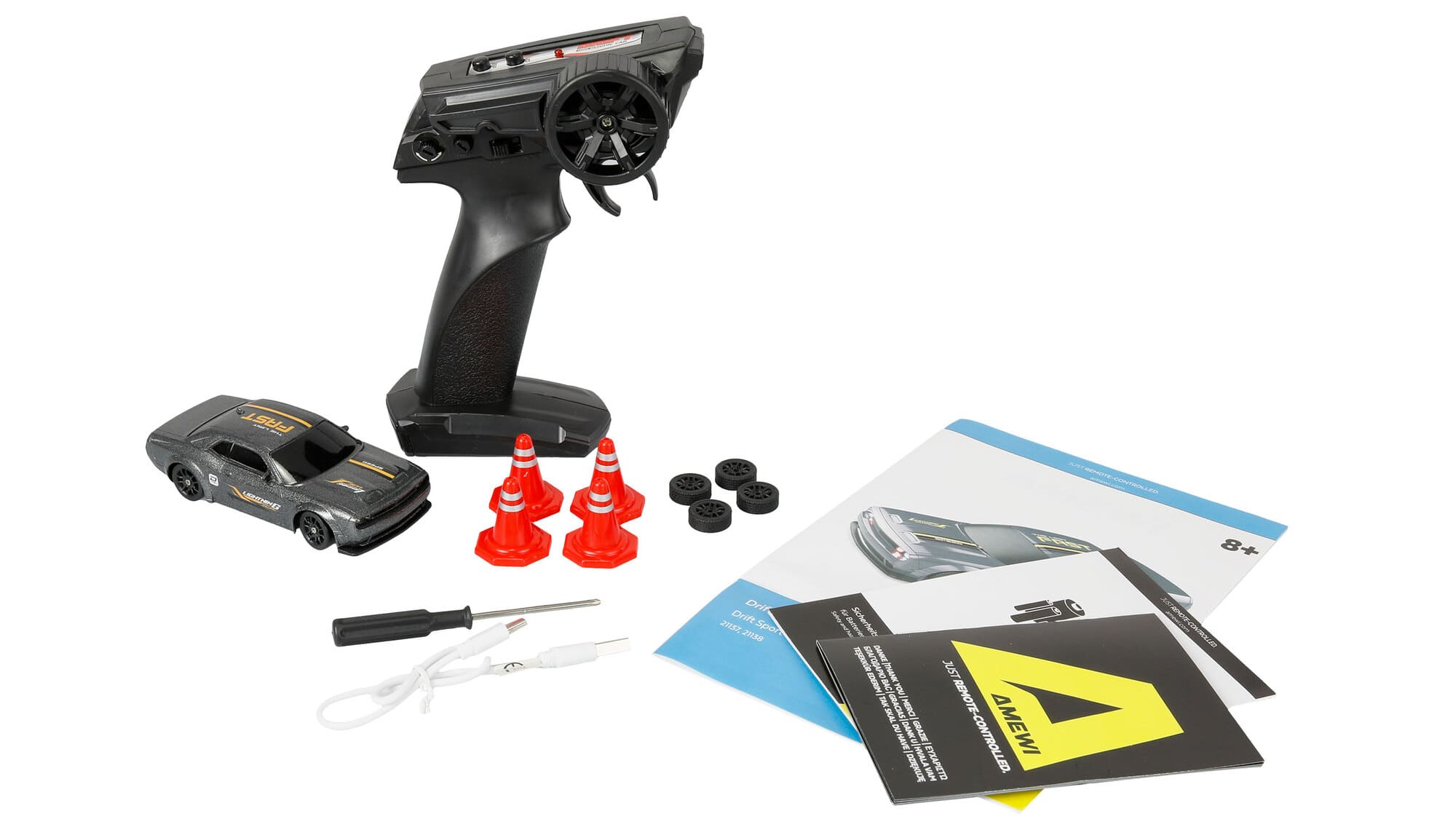 Amewi Drift Sport Muscle Car 1_43 RTR in Grau mit Gyro und LED