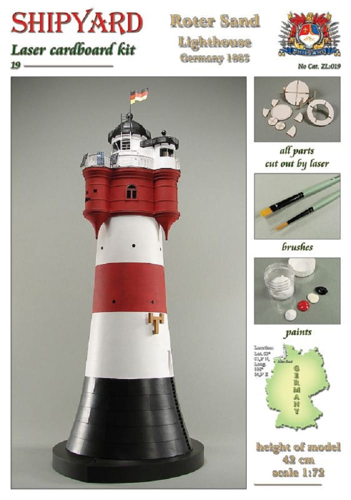 Shipyard Leuchtturm Roter Sand Lighthouse Germany 1885 1:72 Laser Kartonbausatz Shipyard Leuchtturm Roter Sand Lighthouse Germany 1885 1:72 Laser Kartonbausatz