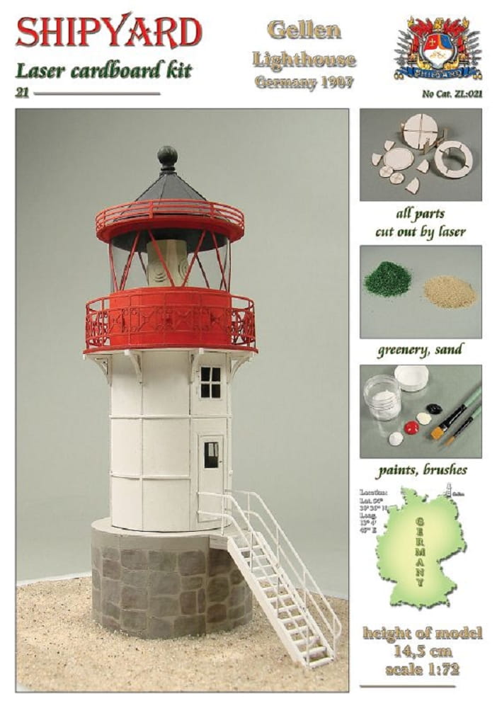 Shipyard Leuchtturm Gellen Lighthouse Germany 1907 1:72 Laser Kartonbausatz Shipyard Leuchtturm Gellen Lighthouse Germany 1907 1:72 Laser Kartonbausatz