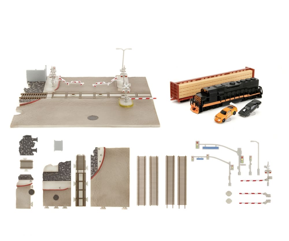 Fast - Furious Nano Diorama von Jada Toys - Zug-Szene mit Dodge Charger - Toyota Supra