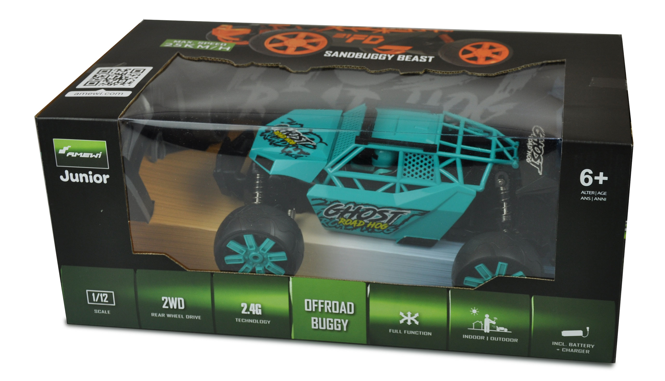 Amewi RC Sandbuggy Ghost 1:12 RTR 2,4GHz, 2WD, türkis/schwarz