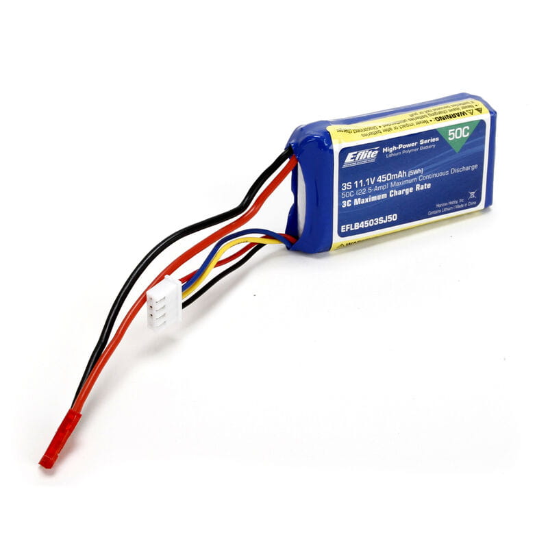 E-flite 3S 11,1V 450mAh 50C LiPo-Akku m. JST-Stecker