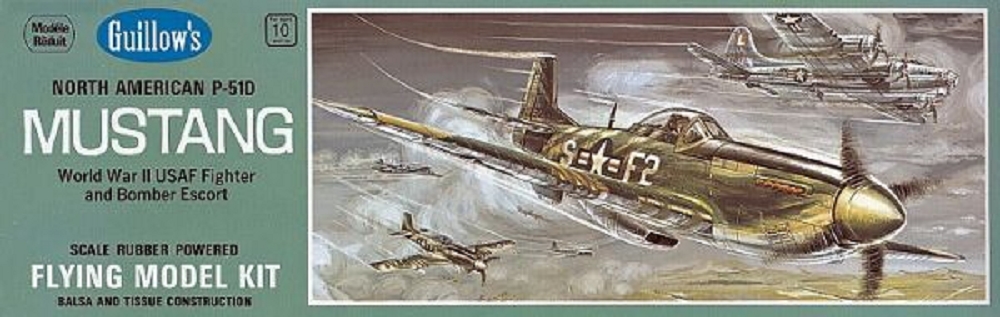 Guillow's Freiflugmodell P-51D Mustang Wurfgleiter Flieger Balsabausatz