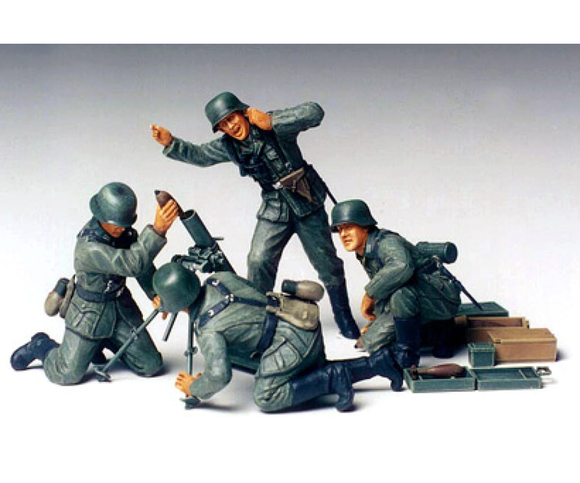Tamiya WWII Figuren Set Deutscher Mörser Trupp 1:35 Plastik Modellbau Militär Bausatz