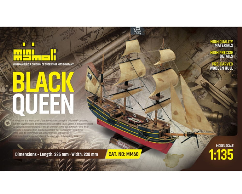 Black Queen Bausatz 1_135 Mini Mamoli Modell mit Holzrumpf und Beschlagteilen