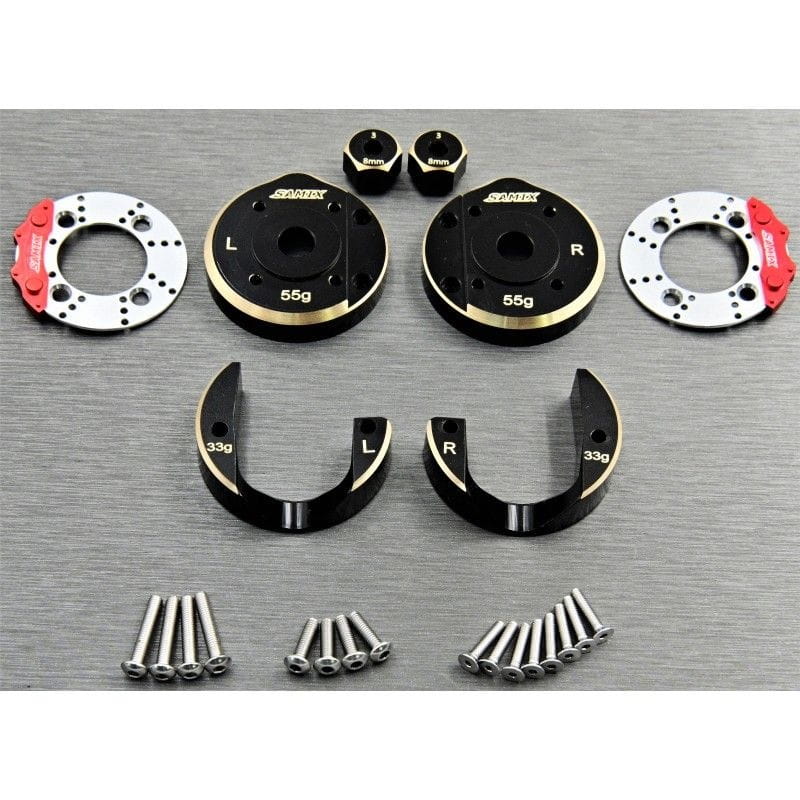 SAMIX Messing Portalabdeckung Set - Bremsscheiben fuer Axial SCX10-3 - RC-Zubehoer