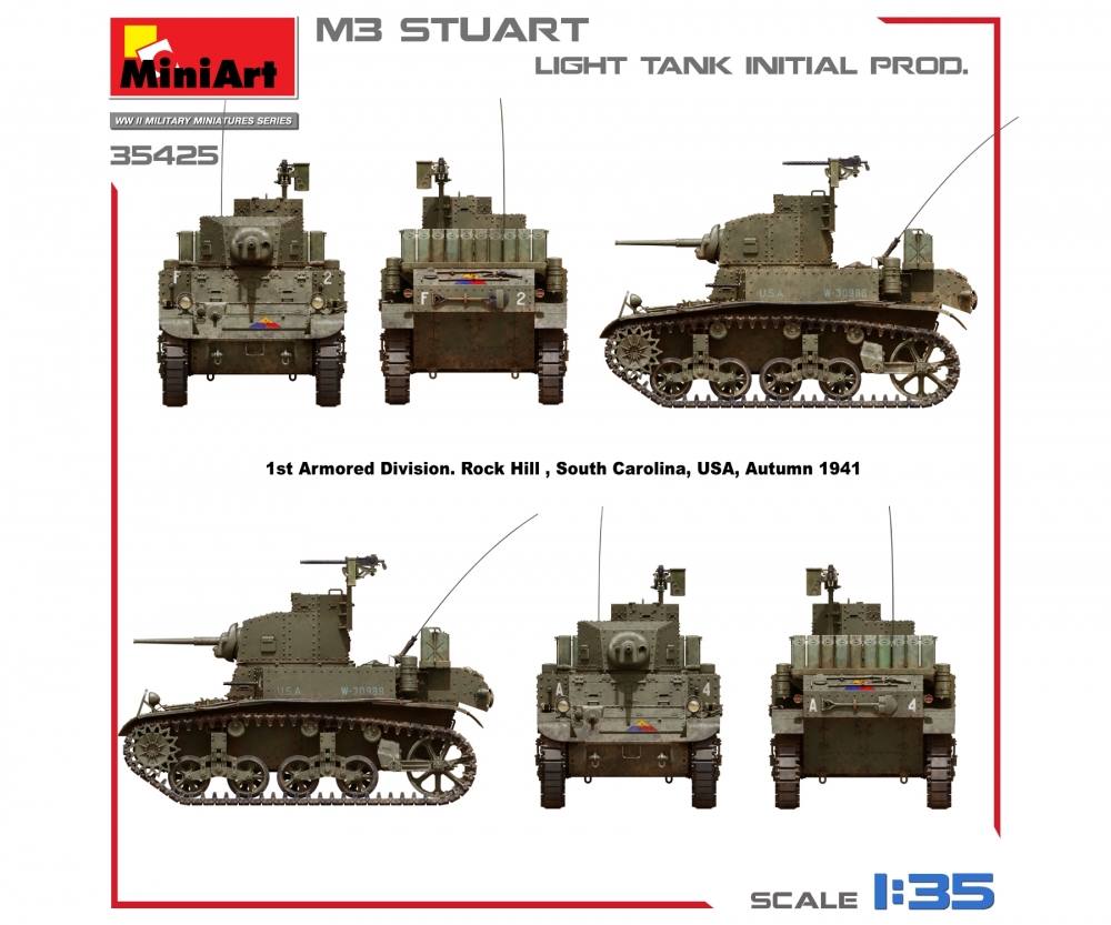MiniArt 1_35 M3 Stuart leichter Pz_ fruehe Prod. Plastik Modellbausatz - RC-Zubehoer