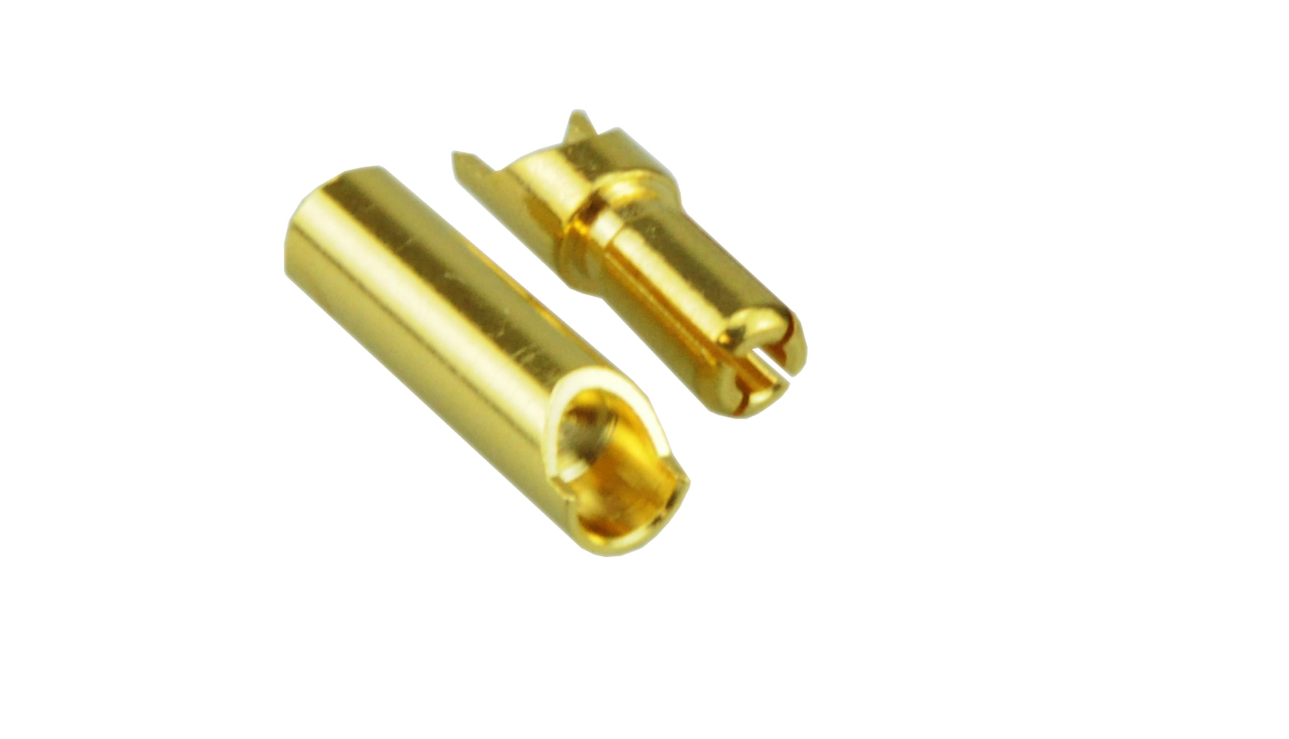 Amewi Goldsteck. 4mm geschlitzt Paar Gold Connector 4mm sliced/pair