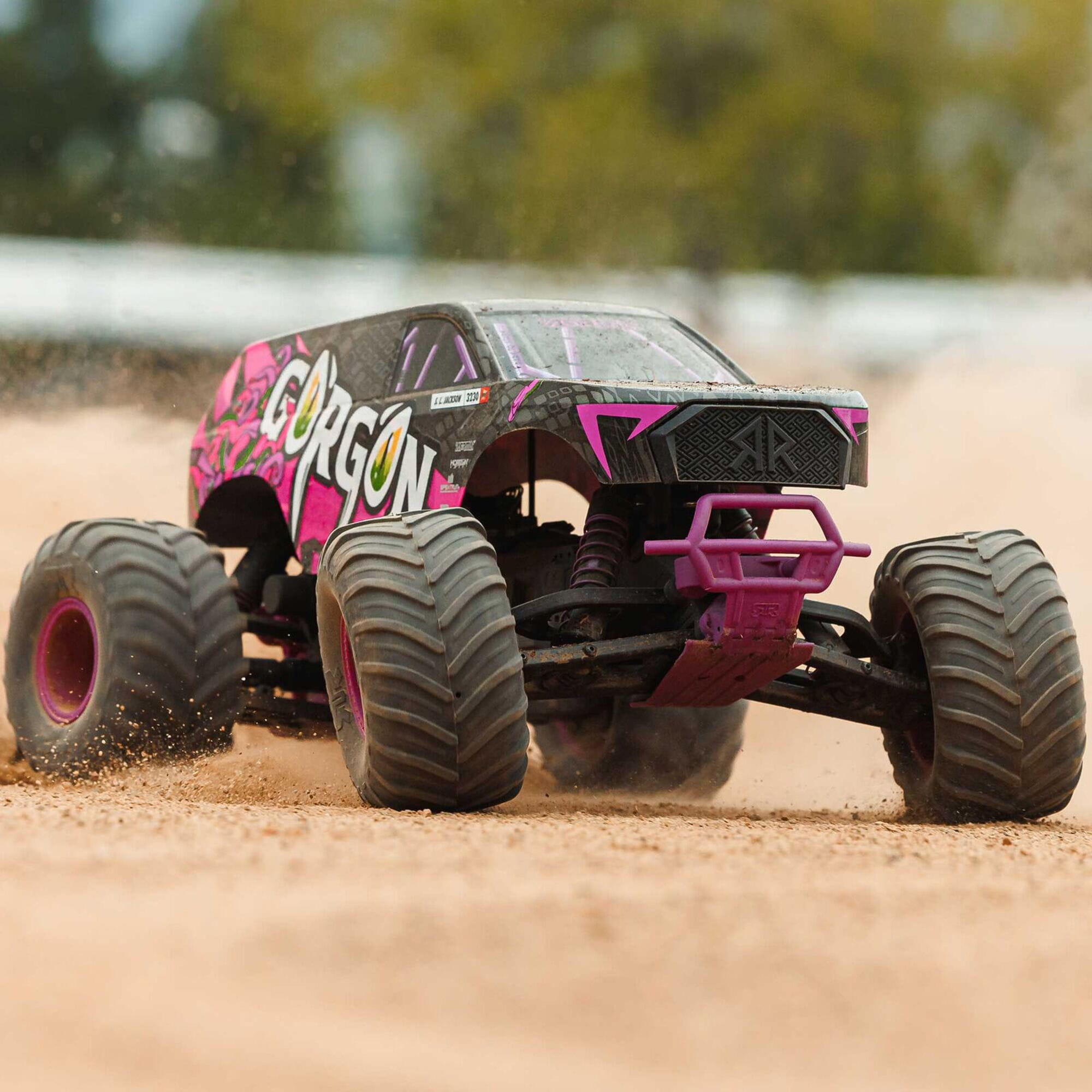ARRMA GORGON MT 2WD RTR Monster Truck Purple_ RC Fahrzeug mit Akku und Ladegeraet