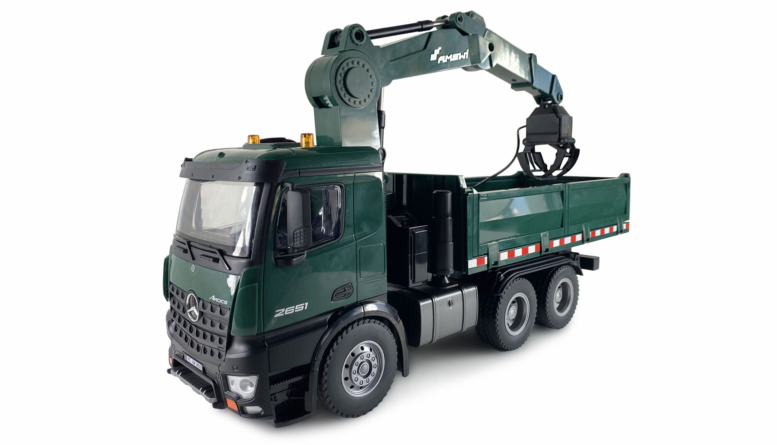 Amewi RC Mercedes Benz Arocs Kranwagen mit Kipper RTR grün Amewi RC Mercedes Benz Arocs Kranwagen mit Kipper RTR grün