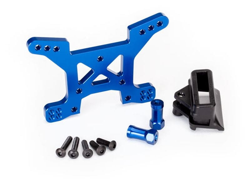 Traxxas Alu Dämpferbrücke vo blau eloxiert