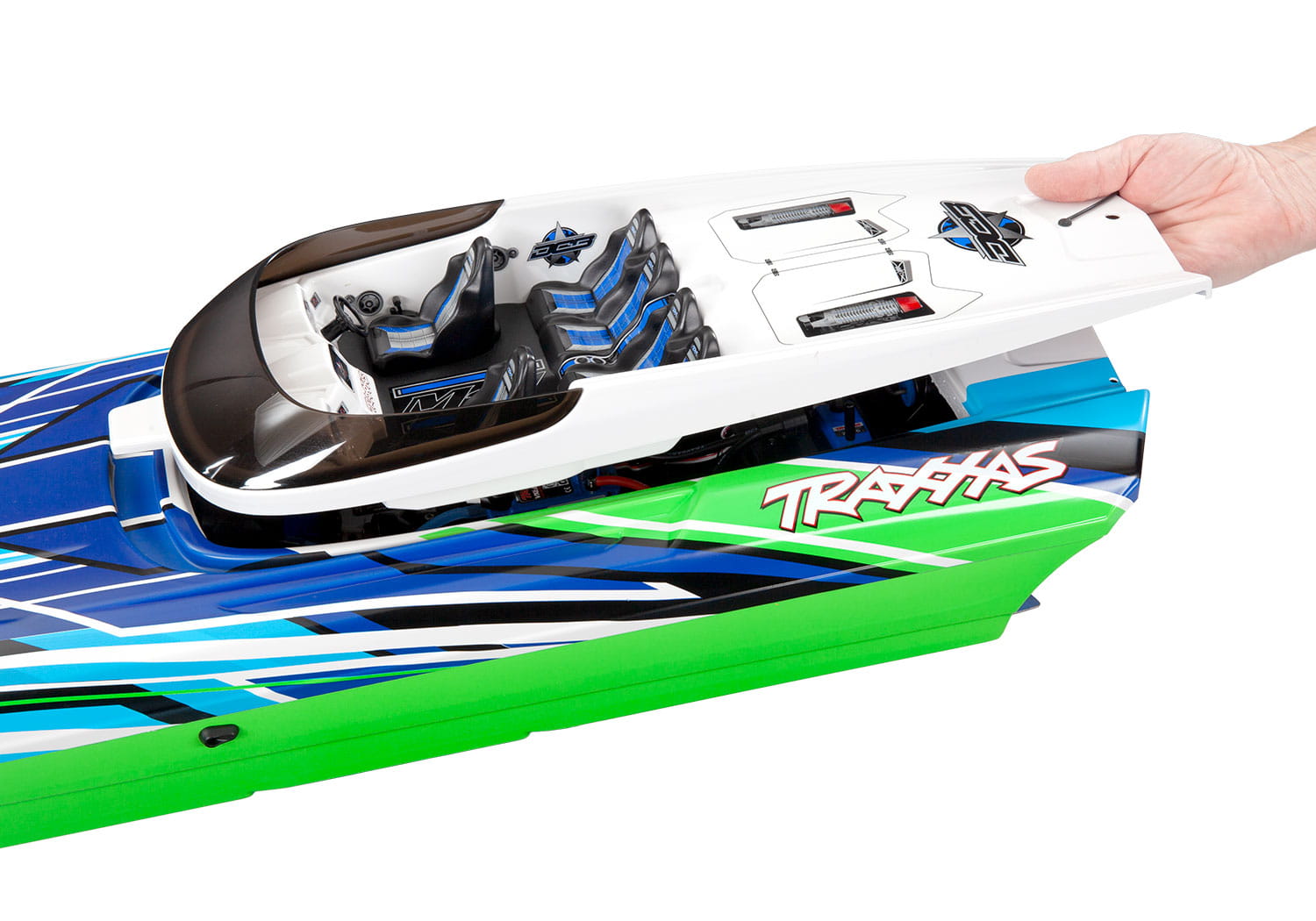 Traxxas DCB M41 40_ RC Boot Brushless Catamaran Gruen Blau