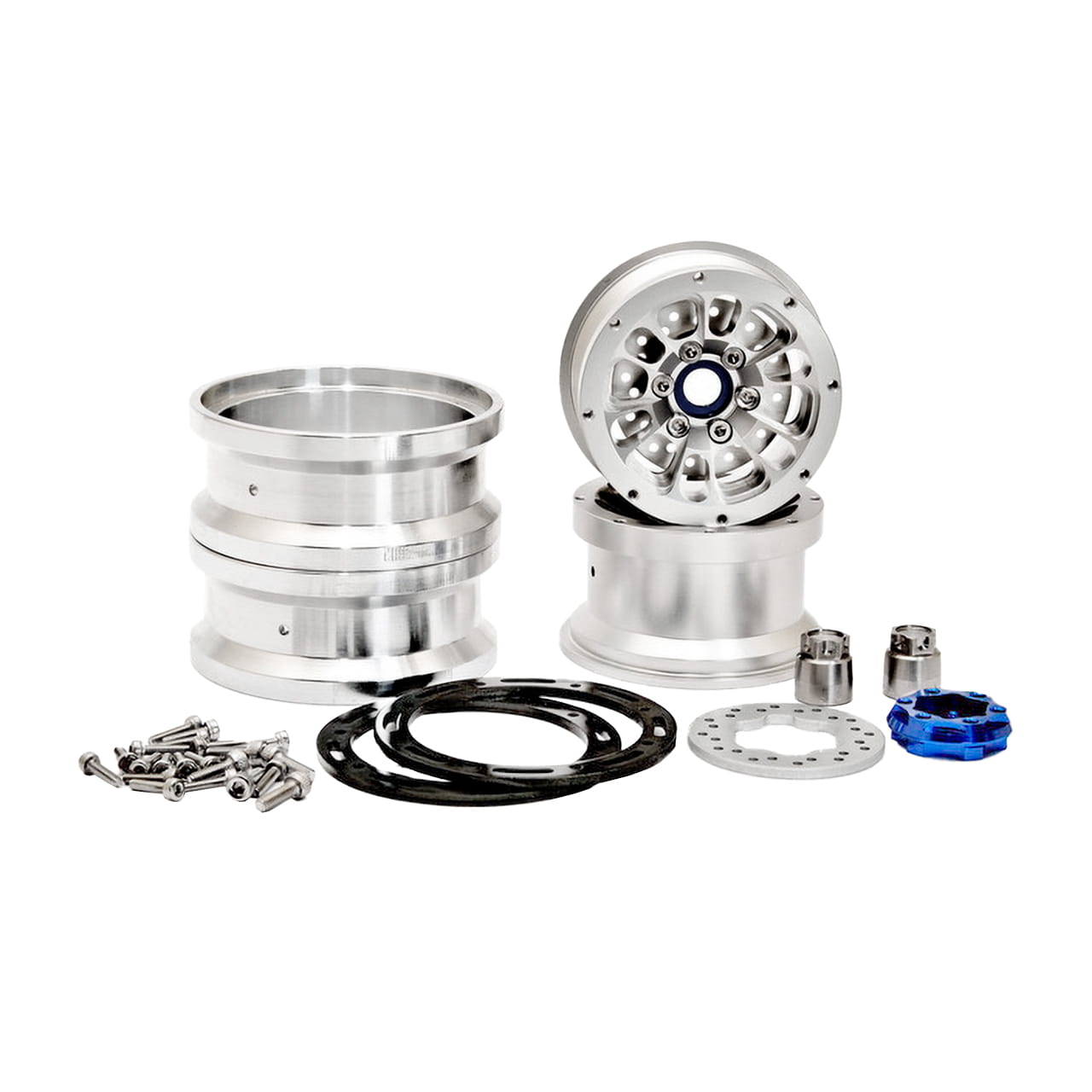 HoBao CNC Alu_1.9_beadlock ring 6 Spoke Wheels Set _Silver_ W_ Bra - RC-Zubehoer