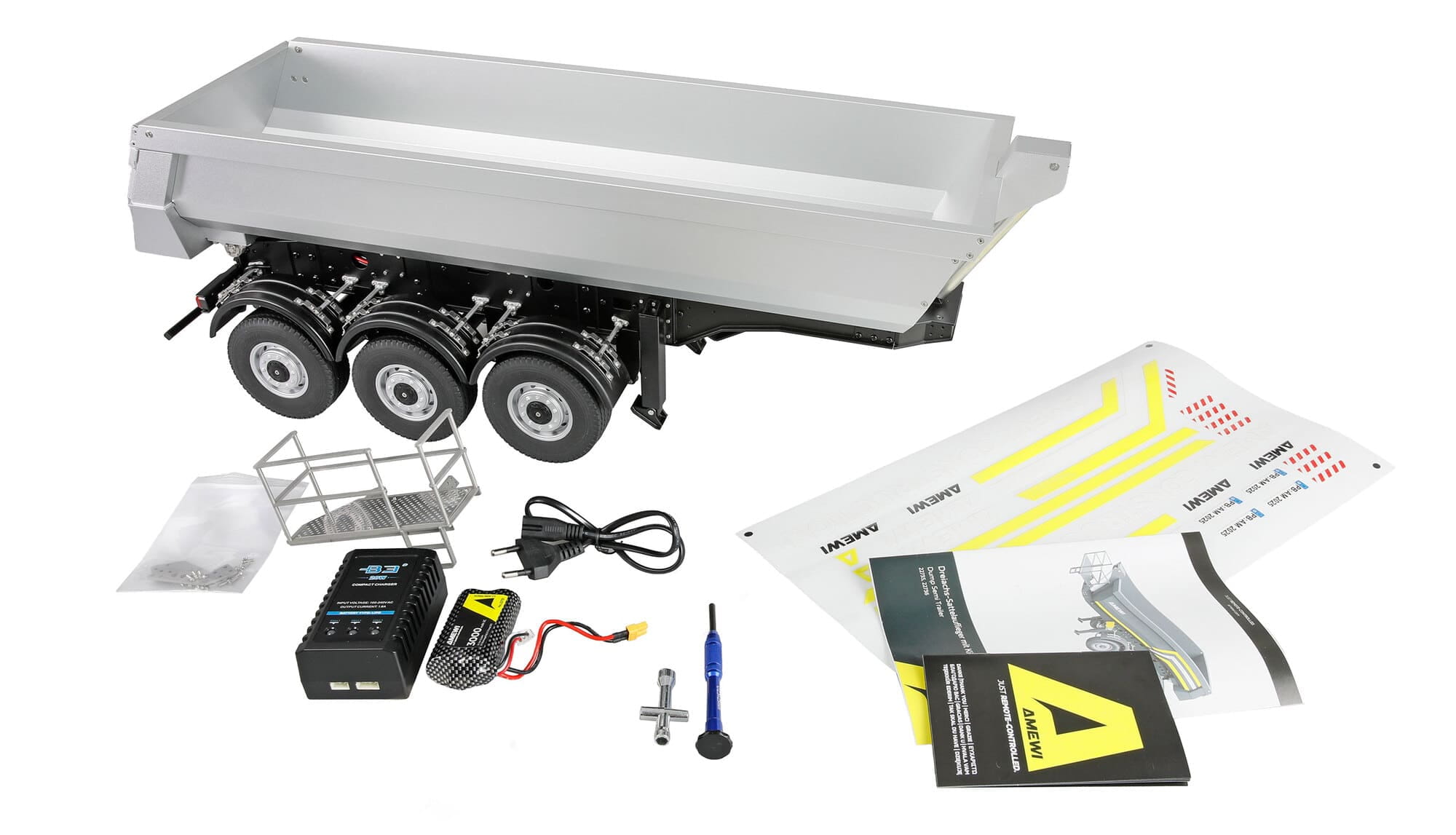 Amewi RC Dreiachs Sattelauflieger mit Kippmulde aus Metall 1_14