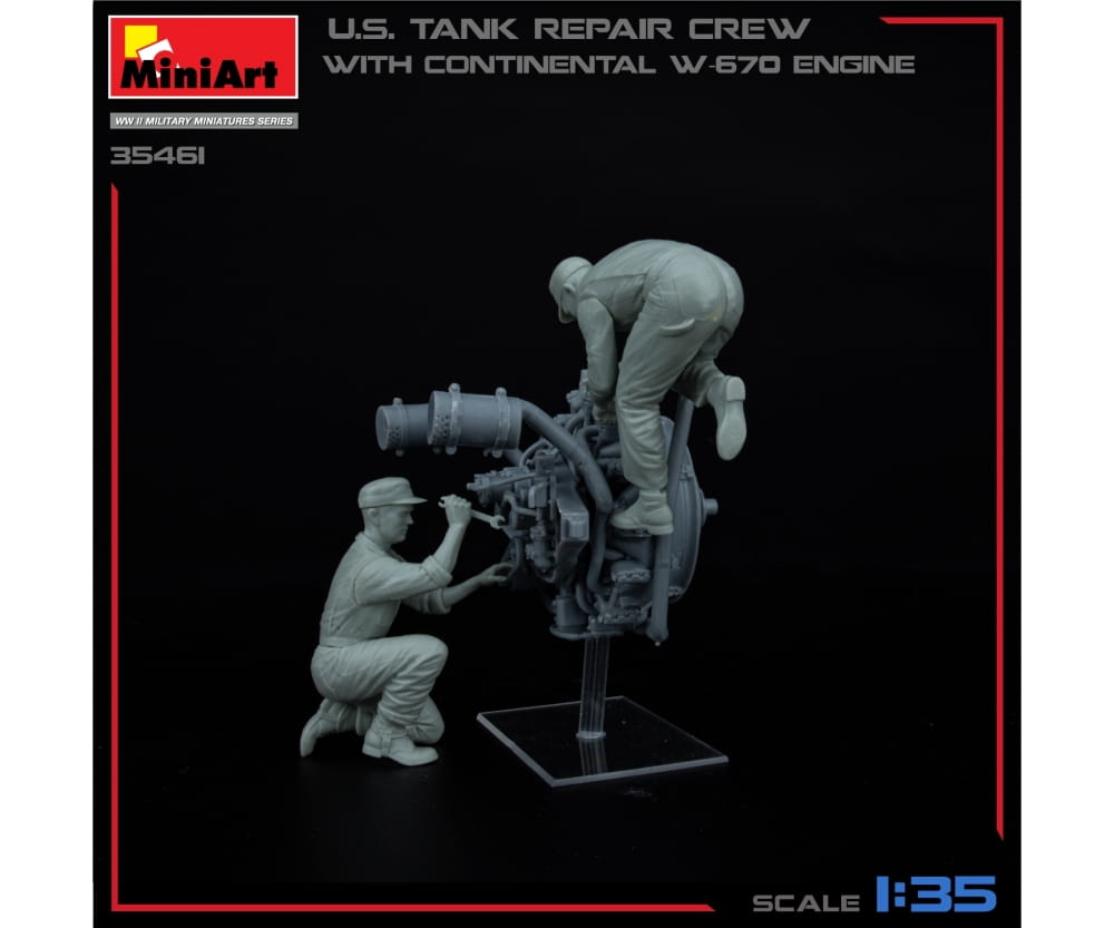 MiniArt 1_35 US Panzer Rep_ Crew m. W670 Motor Plastik Modellbausatz - RC-Zubehoer