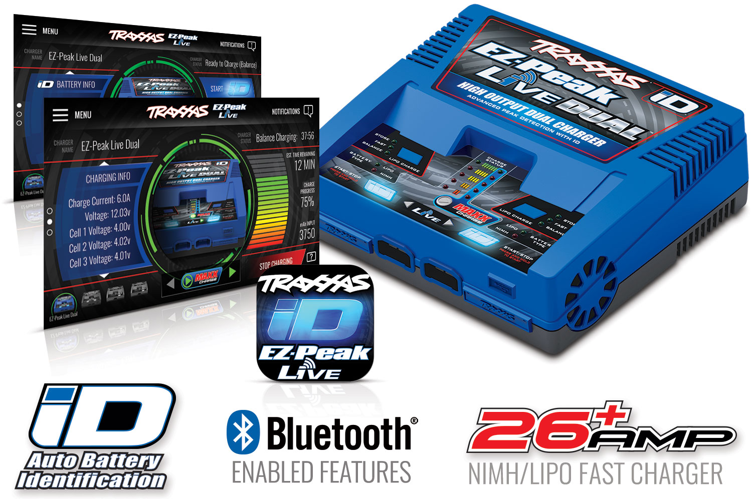 Traxxas Akku- und Ladegeraet-Komplettset mit 2x 6700mAh LiPo-Akkus