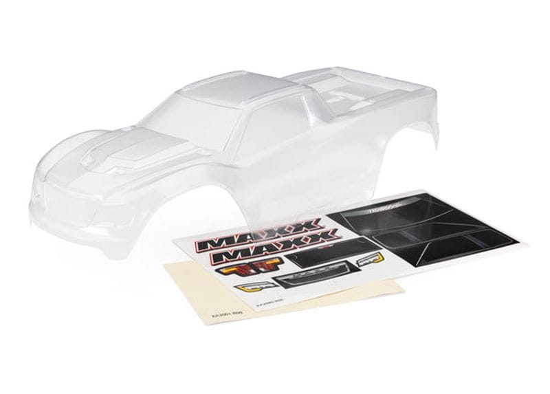 Traxxas Karosserie Wide Maxx klar, Fenster-Masken & Aufkleber