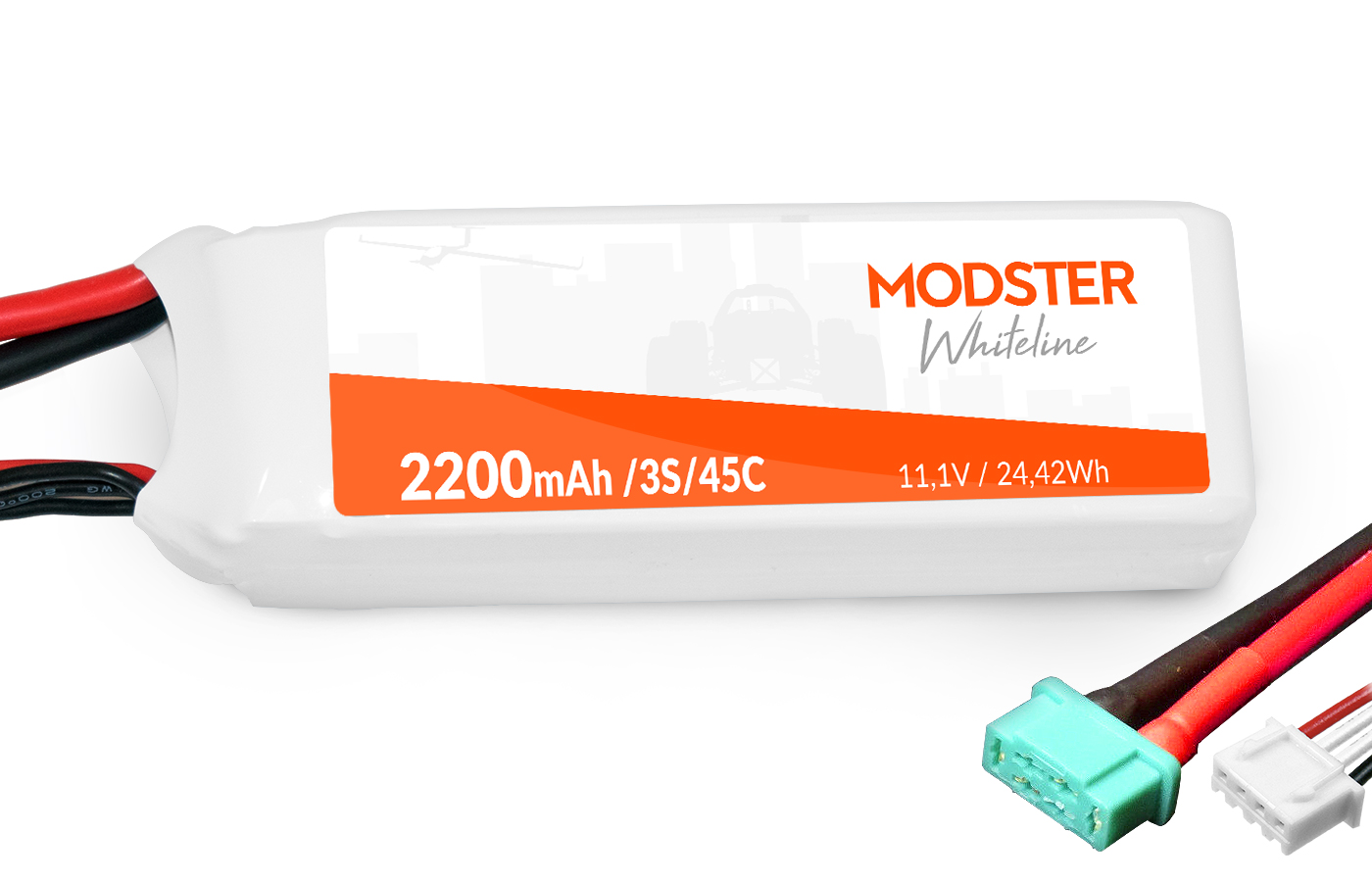 Modster Lipo Akku 3S 11_1V 2200mAh 45C MPX WhiteLine - RC-Zubehoer