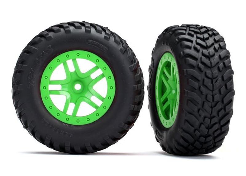 Traxxas Reifen auf Felge SCT Split-Spoke gruen _2_ 4WD v_h_ 2WD h _TS - RC-Zubehoer