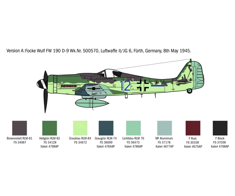 Italeri 1:72 FW 190 D-9 Plastik Modellbausatz