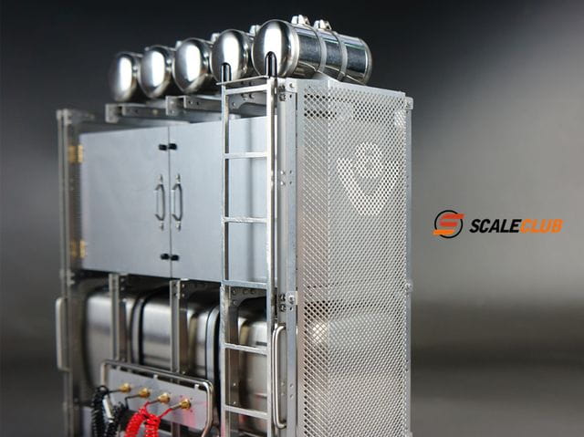 ScaleClub 1_14 Schwerlastturm V8 Scania Edelstahl mit Tueren unlackiert - RC-Zubehoer
