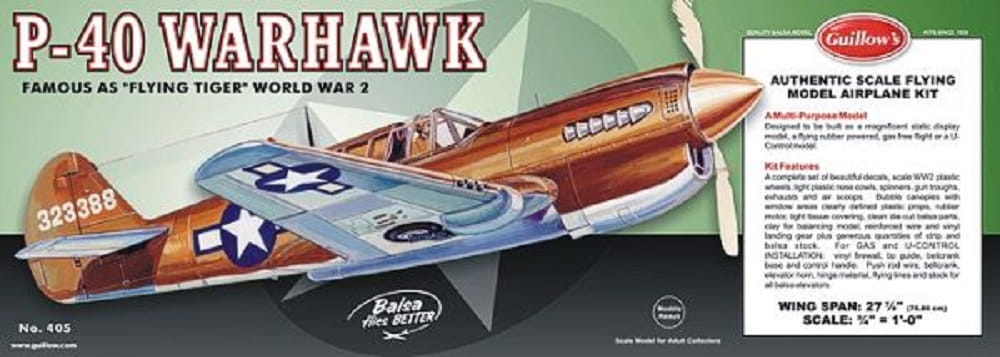 Guillow's Freiflugmodell P-40 Warhawk Wurfgleiter Balsabausatz