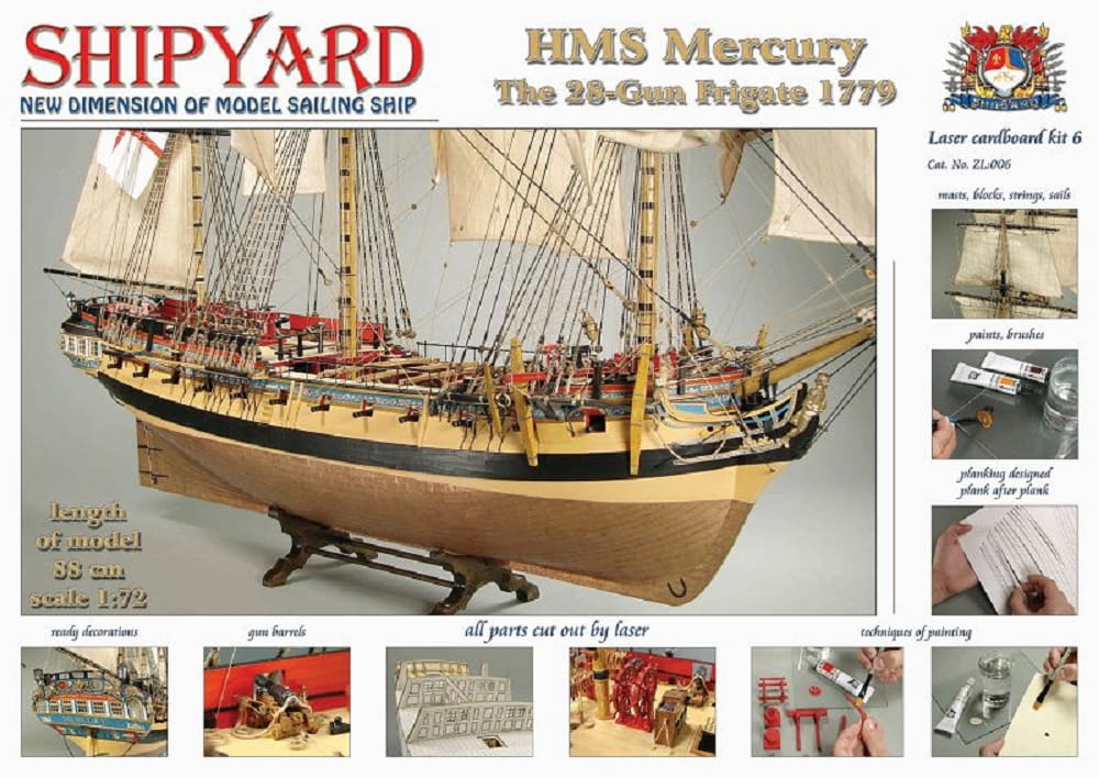 Shipyard HMS Mercury The 28 Gun Frigate 1779 Laser Cut 1:72 Kartonbausatz