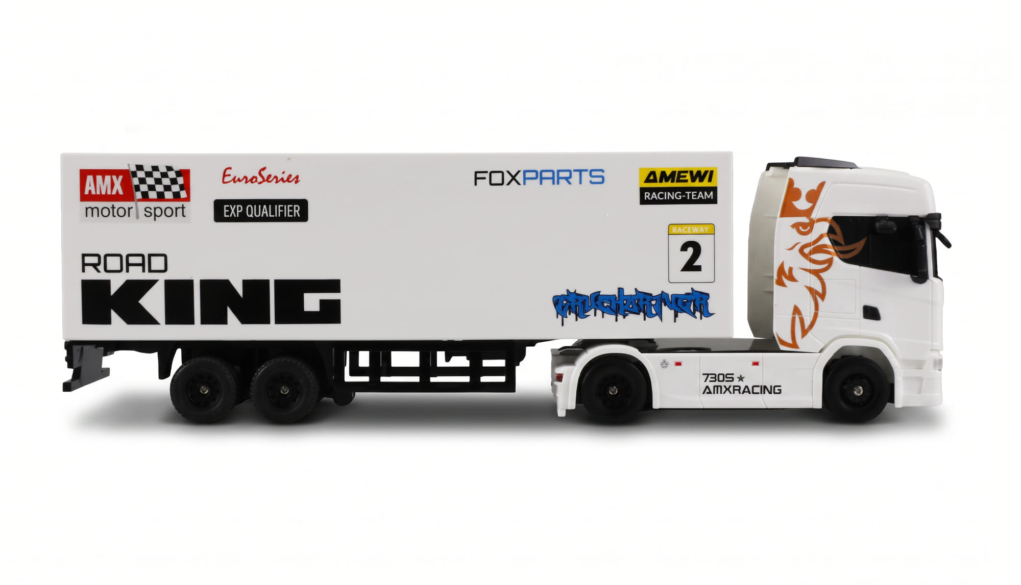 Amewi Mini Scania 730 S 1_64 RC LKW mit Kofferauflieger Weiss