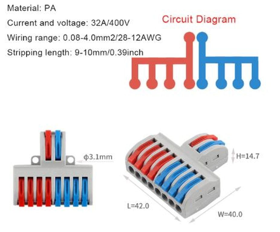 Thicon Stromverteiler-Anschlussklemme 2x 4pol. 0,08-4,0mm² Thicon Stromverteiler-Anschlussklemme 2x 4pol. 0_08-4_0mm² - RC-Zubehoer