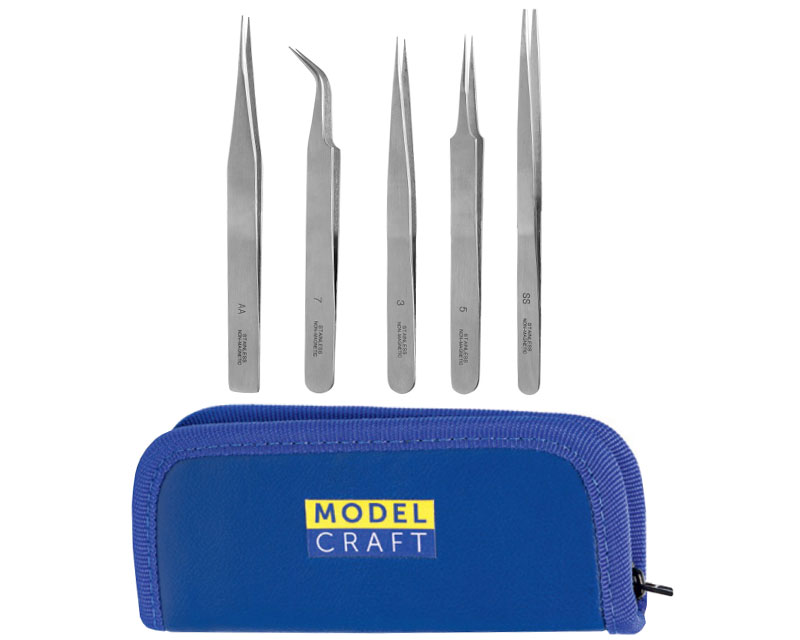 Krick Pinzettenset 5-fach sortiert Edelstahl Zipcase